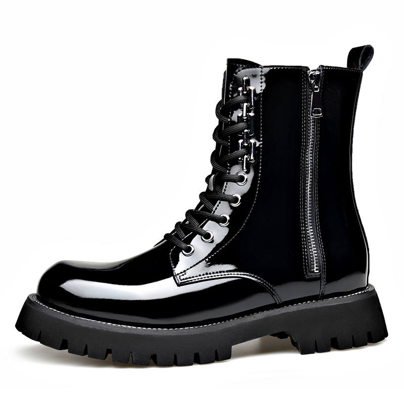 SHUPATE SHUPATE Cow Split Leather Short Combat Boots Men's