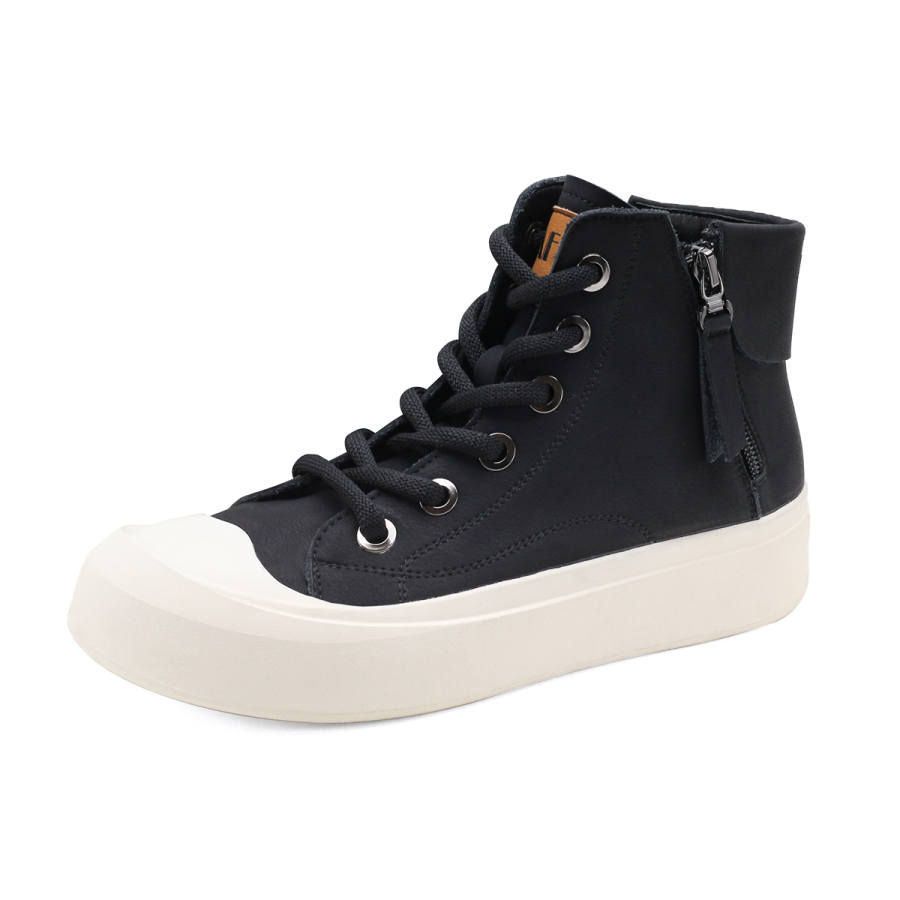 Safiya Cow Split Leather Cushioning Abrasion Resistant Height Increasing High top Casual Shoes Women's