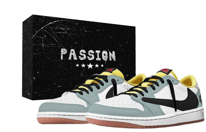 Jordan Travis Scott x Jordan Air Jordan 1 Blue Sparkle, Hook, Box Abrasion Resistant Breathable Abrasion Resistant Breathable