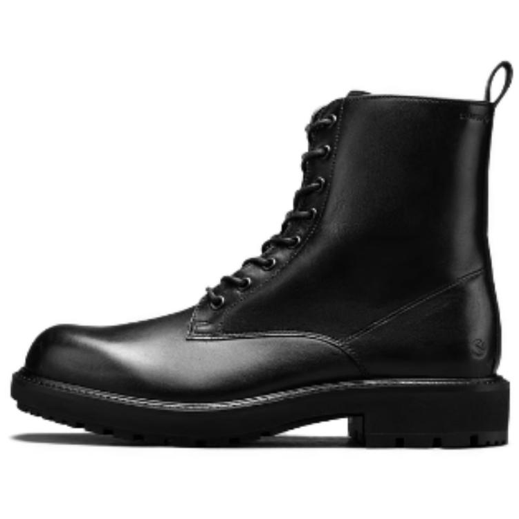 Ecco Ecco Cow Leather Short Combat Boots 4cm Men's Black