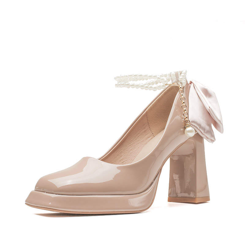 Lanza Patent Leather Chunky Heel High Heels Women's