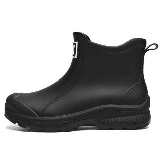 LONGYING Rain Boots Men's Black/Khaki/Ecru