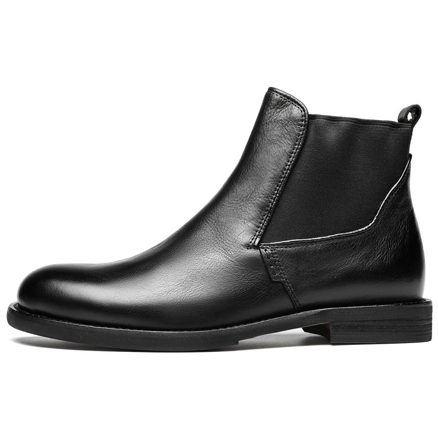 DIENGRLEY Top Grain Cow Leather Short Chelsea Boots Men's