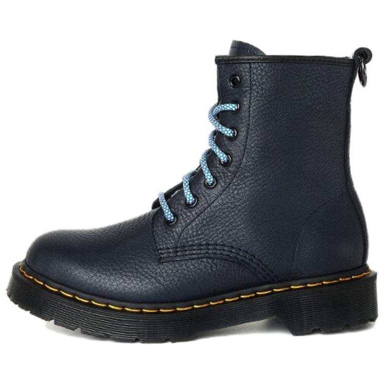BEFFON Top Grain Cow Leather Short Combat Boots 5cm Women's Blue