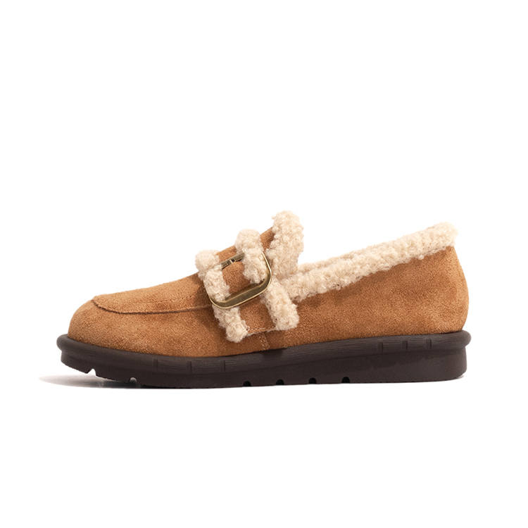 LAOMIAO Nubuck Thermal Fleece Lined Wool Cotton Shoes, Fashion Comfortable Flat Versatile Casual Shoes 3cm Women's