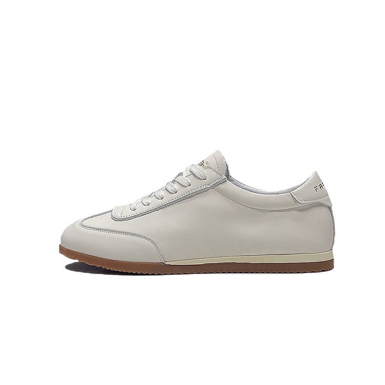 Devanro Devanro Top Grain Cow Leather Breathable Abrasion Resistant Low top Casual Shoes Men's White