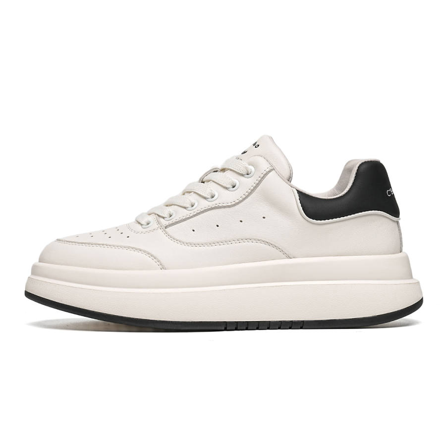 C°BANNER Cow Leather Abrasion Resistant Low top Skateboard Shoes Men's White