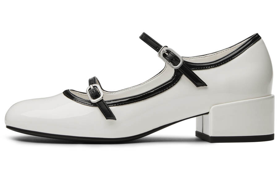 CHARLES&KEITH Small Ck Pu Chunky Heel Mary Jane Shoes 4.1cm Women's