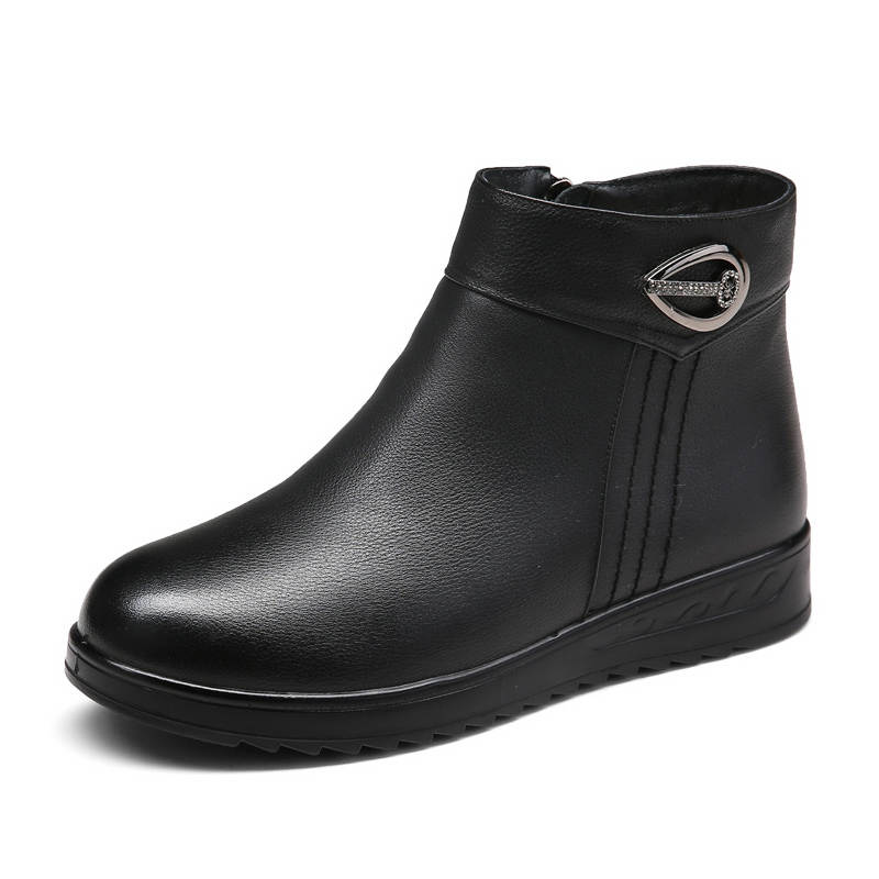 Spider King Top Grain Cow Leather Ankle Boots Women's Black
