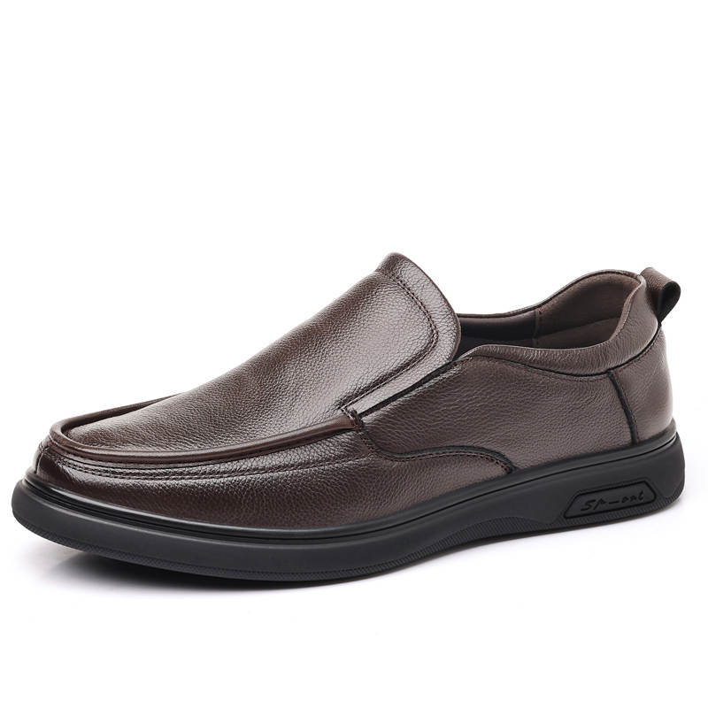 CKVUSAMG Top Grain Cow Leather Casual Shoes Men's Brown
