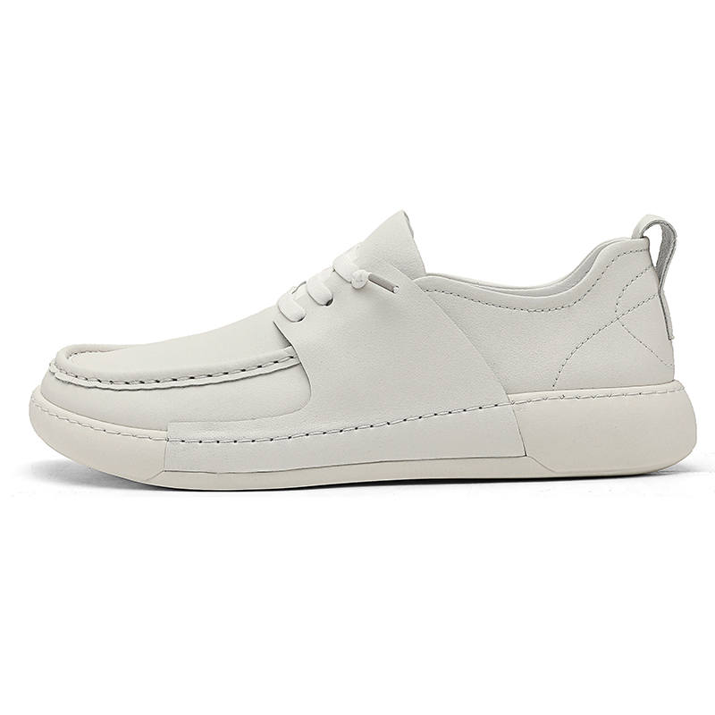WENNAI Casual Leather Shoes Men's Low Top White