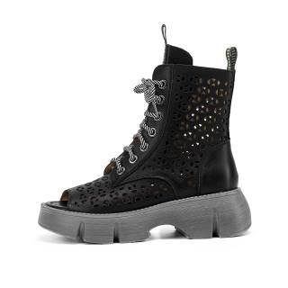 PIERCE GENTRY Cow Leather Ankle Boots 5.5cm Women's