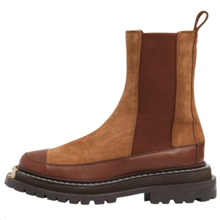 Sandro Cow Leather Short Chelsea Boots Women's Camel Brown