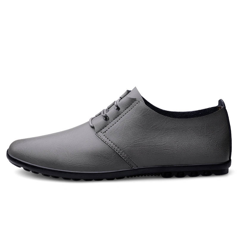 DAOTUSEN Casual Leather Shoes Men's Low Top Black, Brown, Gray