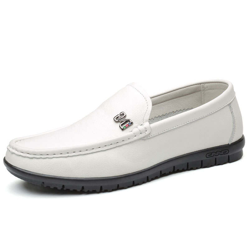 KAQIAODI Casual Leather Shoes Men's Low Top Black/White