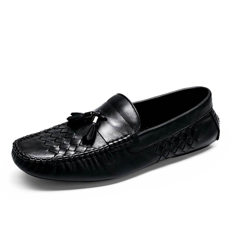 Brounvanm Top Grain Cow Leather Gommino Loafers Men's Black