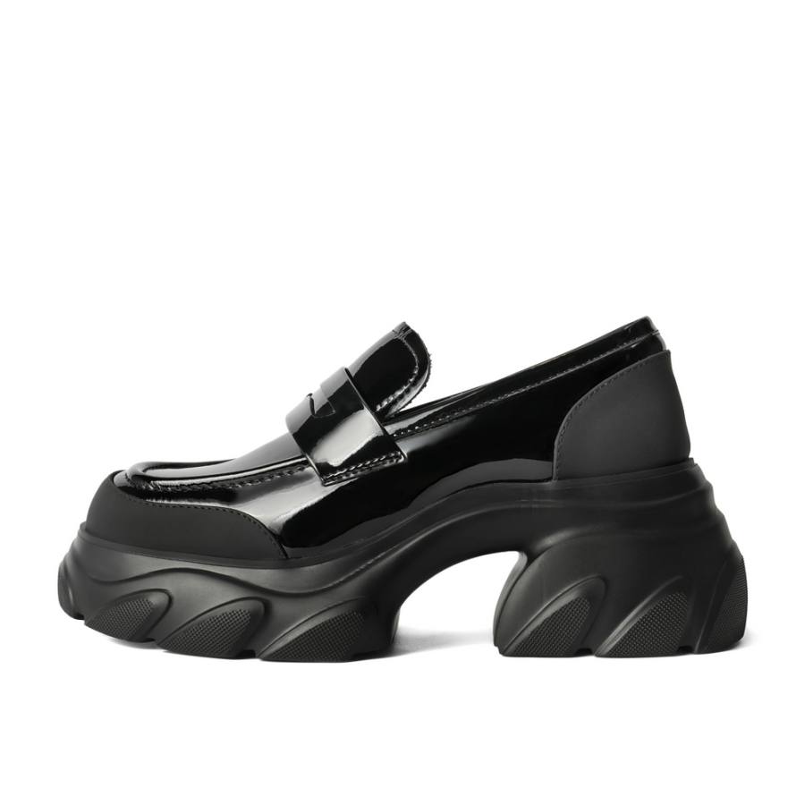 BELLE Cow Leather Loafers Women's Black