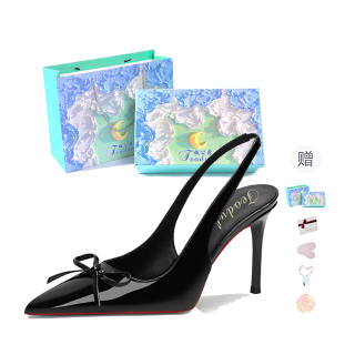 Feo Dvke Microfiber Leather Slim Heel High Heels Women's Black Gift Box Set