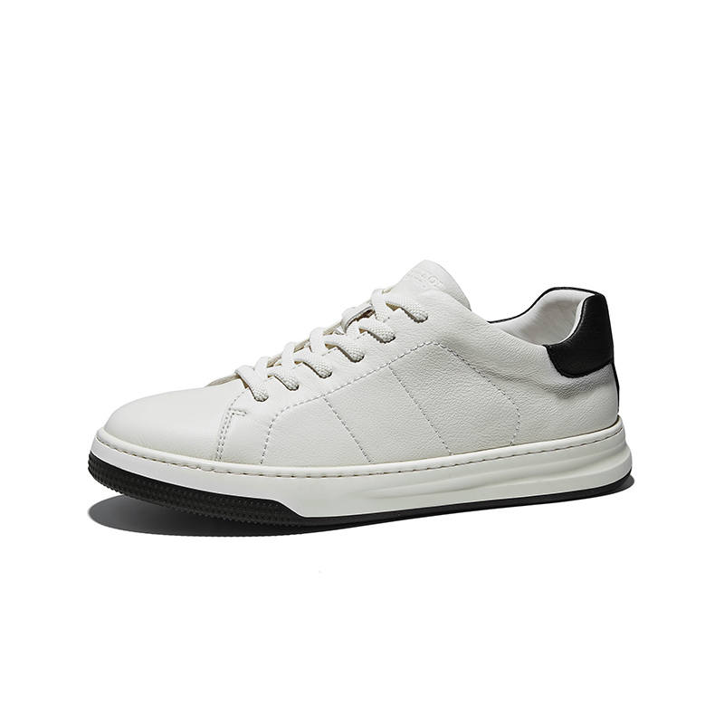 Hautton Top Grain Cow Leather Low top Skateboard Shoes Men's White Black