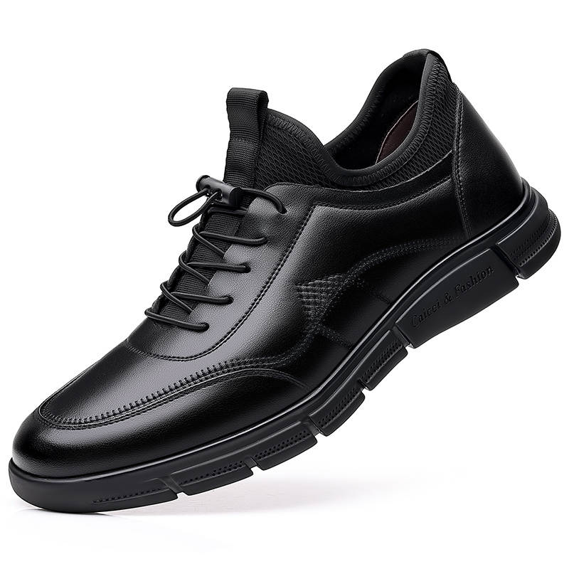 EGCHI EGCHI Casual Leather Shoes Men's Mid Top Black