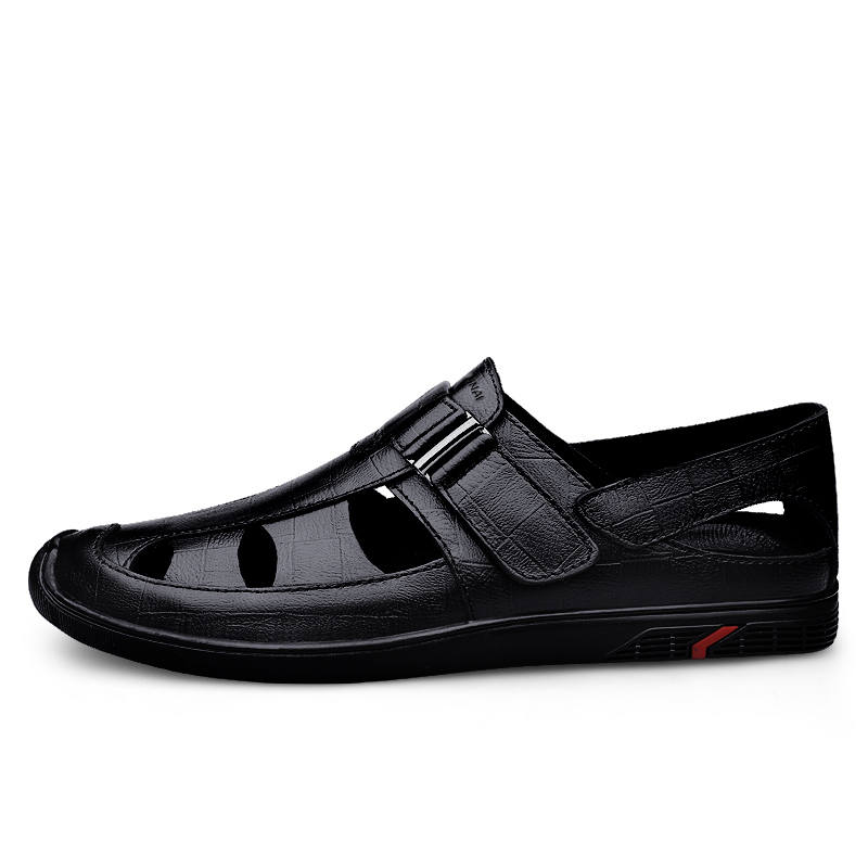 WENNAI Top Grain Cow Leather Beach Sandals Men's