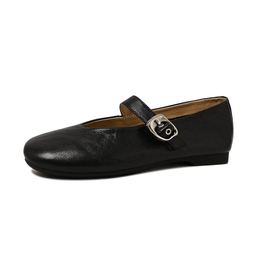 CAMEIDO Sheepskin Flat Mary Jane Shoes 2cm Women's