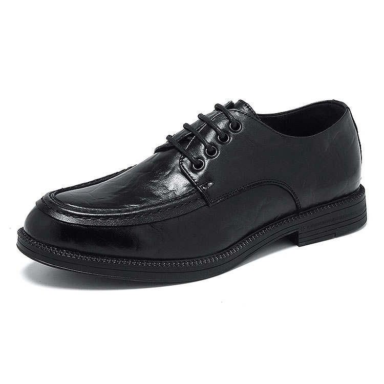 KAQIAODI Casual Leather Shoes Men's Low Top Black
