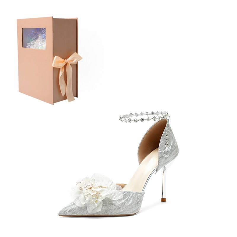 ANGEL BOY Slim Heel High Heels Women's Moon Silver
