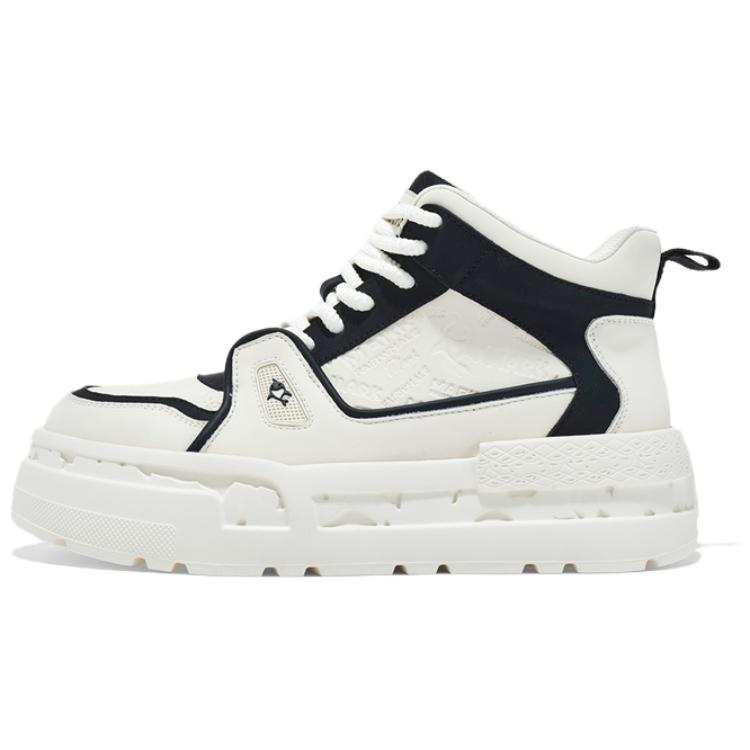 FAIRWHALE Synthetic Leather High top Skateboard Shoes Men's Elephant Gray/Light Cloud White