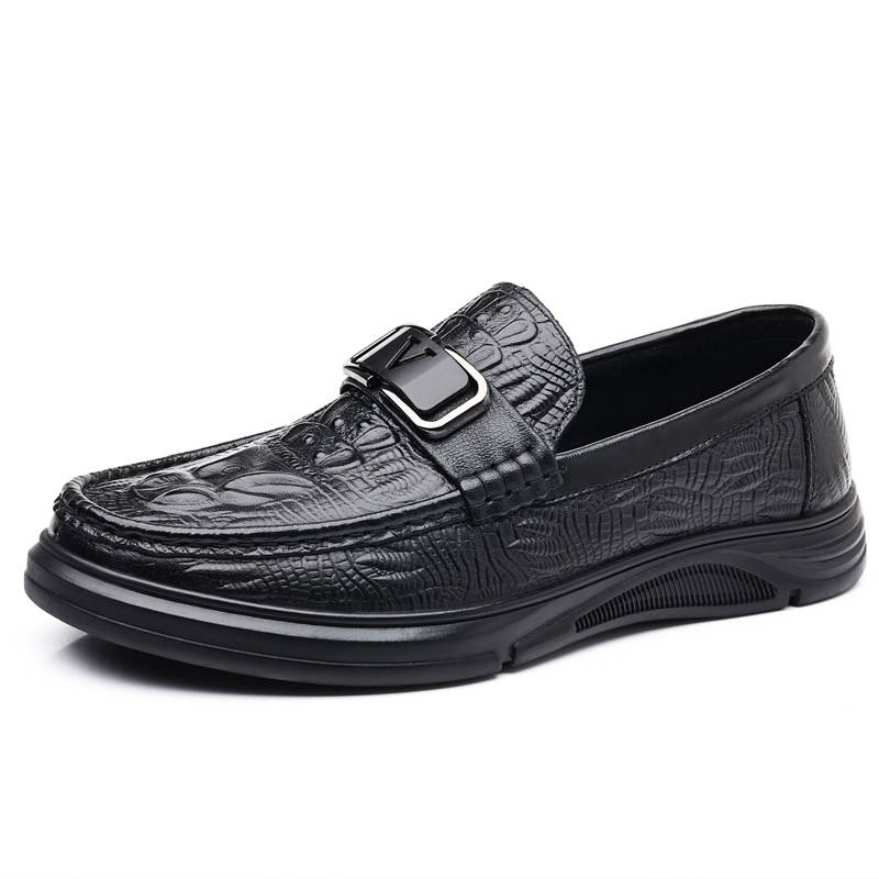 CITONGXIANSHENG Cow Split Leather Casual Shoes Men's Black