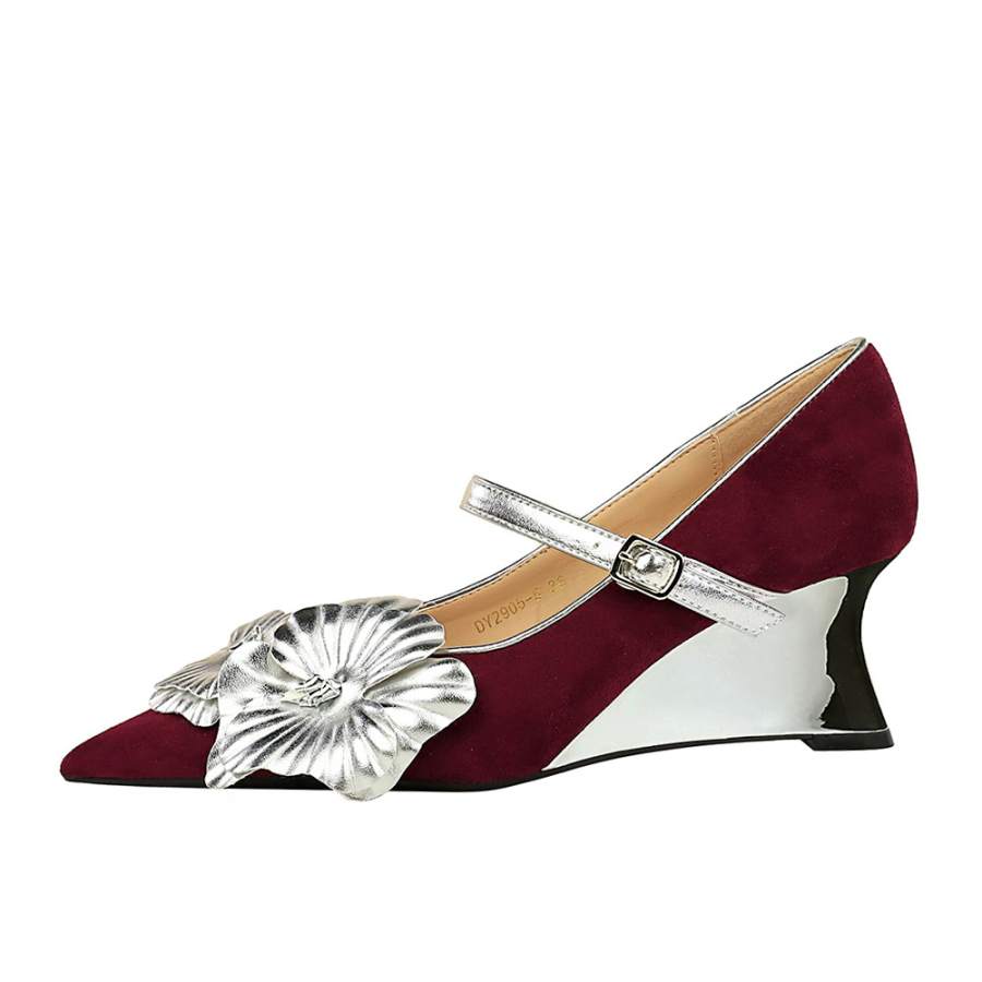 QITUMAUL Suede Irregular Heel Mary Jane Shoes Women's