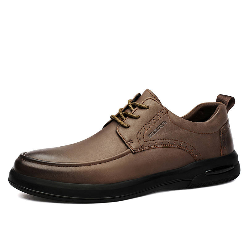 DILIKAN Casual Leather Shoes Men's Low Top Black/Brown