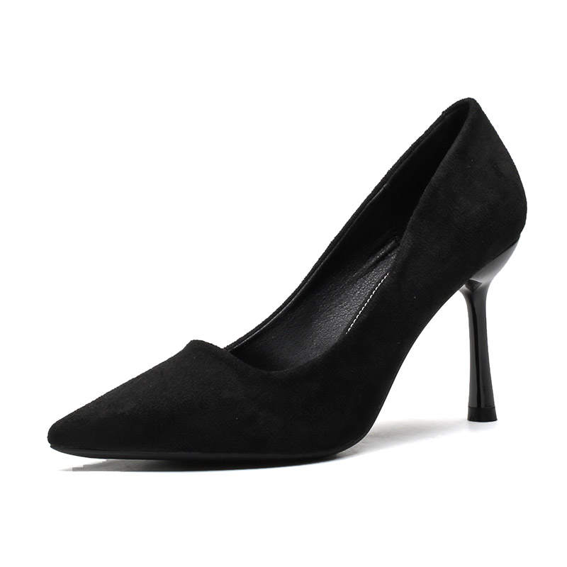 DUNNU Cow Leather Slim Heel High Heels Women's Black