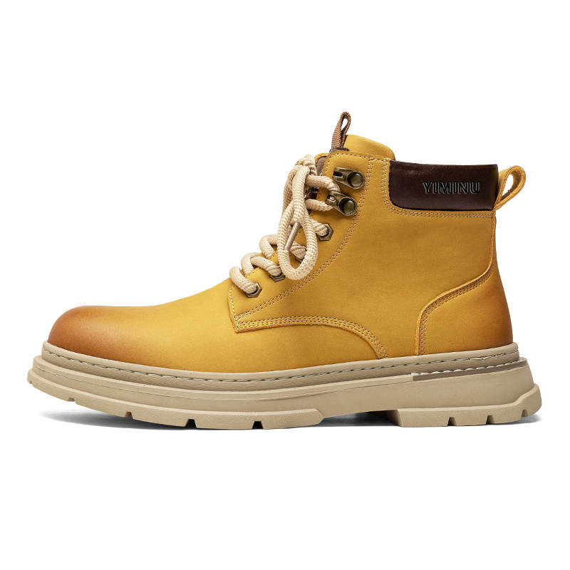 YIMINU Combat Boots Men's Brown/Yellow