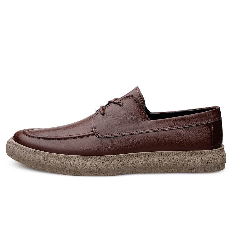 YINGLUNQISHI Top Grain Cow Leather Casual Shoes Men's Brown