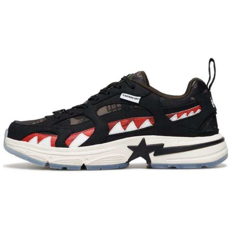 A BATHING APE CLOT x A BATHING APE SHARK STA Abrasion Resistant Low top Casual Shoes Unisex Black