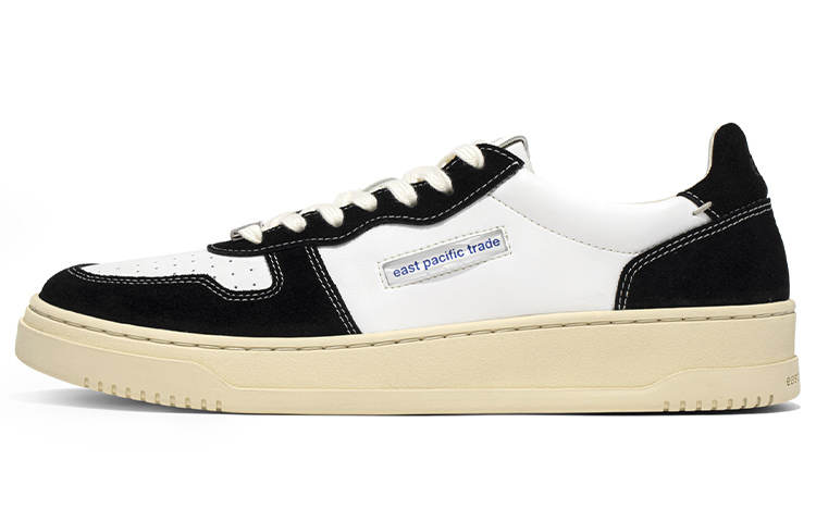 East Pacific Trade Court Collection Leather Slip Resistant Slip Resistant Low top Skateboard Shoes Unisex Black White