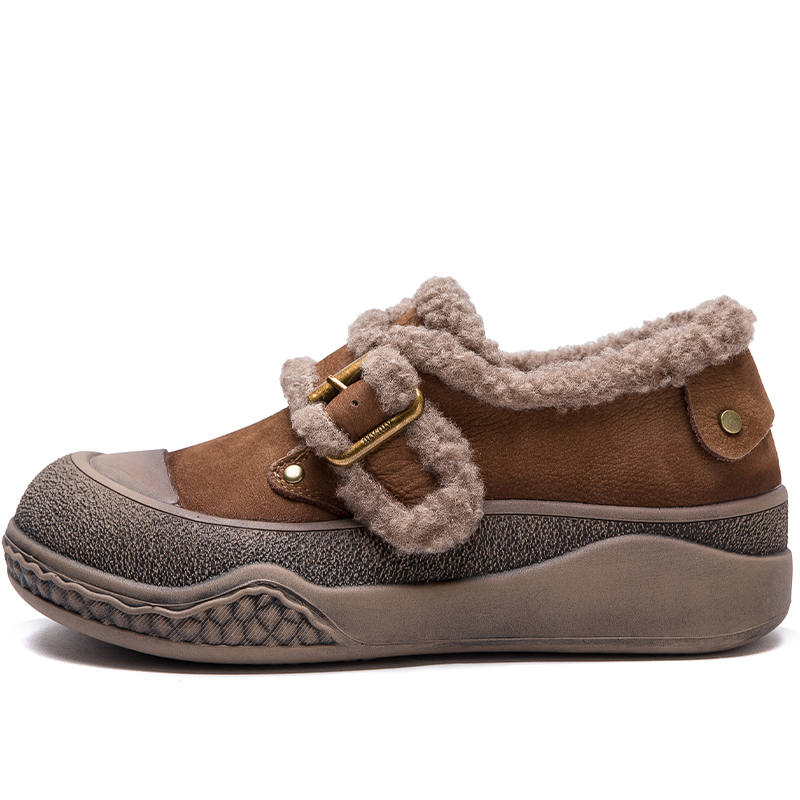 JIEZHOU Top Grain Cow Leather Thermal Thickened And Fleece Lined Ankle Length Snow Boots Women's