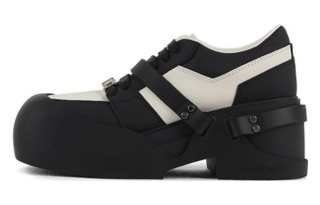 CALVIN LUO Leather, Cow Leather Platform Shoes Unisex Black White