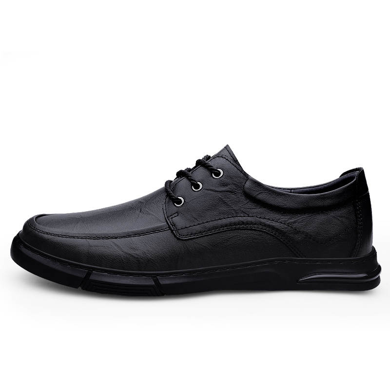 XIMO BULL Top Grain Cow Leather Men's Casual Shoes Men's Black