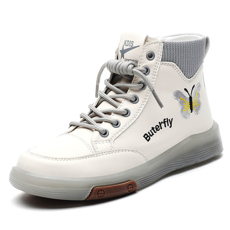 Reivantix Reivanti Synthetic Leather Short Combat Boots Women's Beige Gray