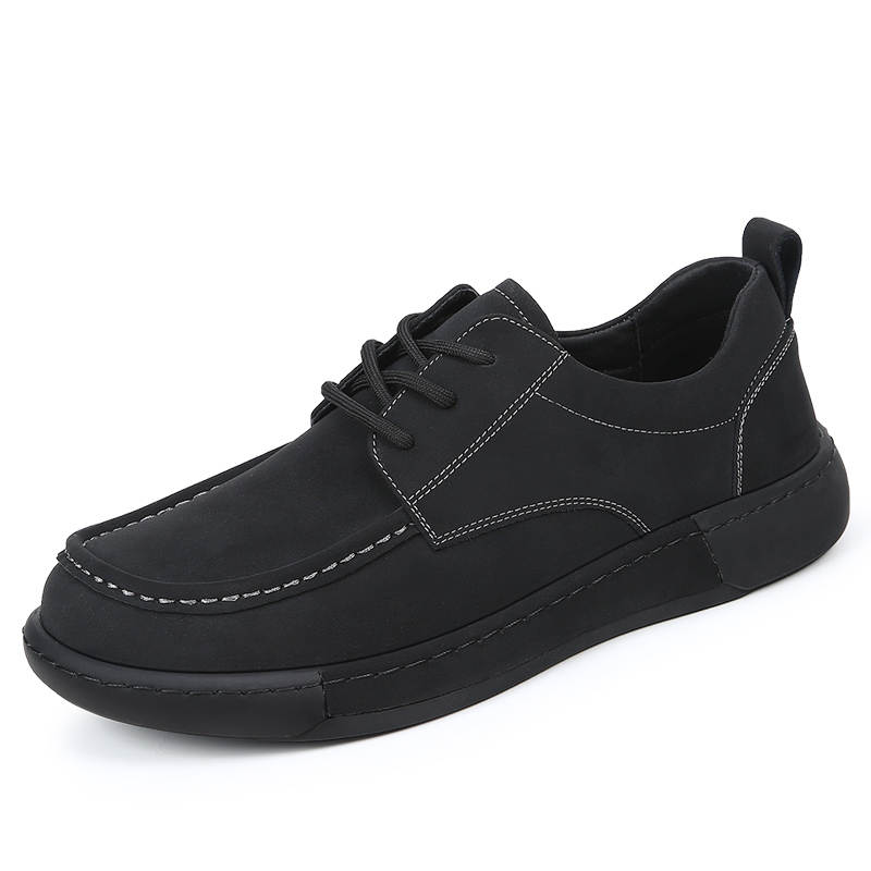 KACHILANG Casual Leather Shoes Men's Low Top Black