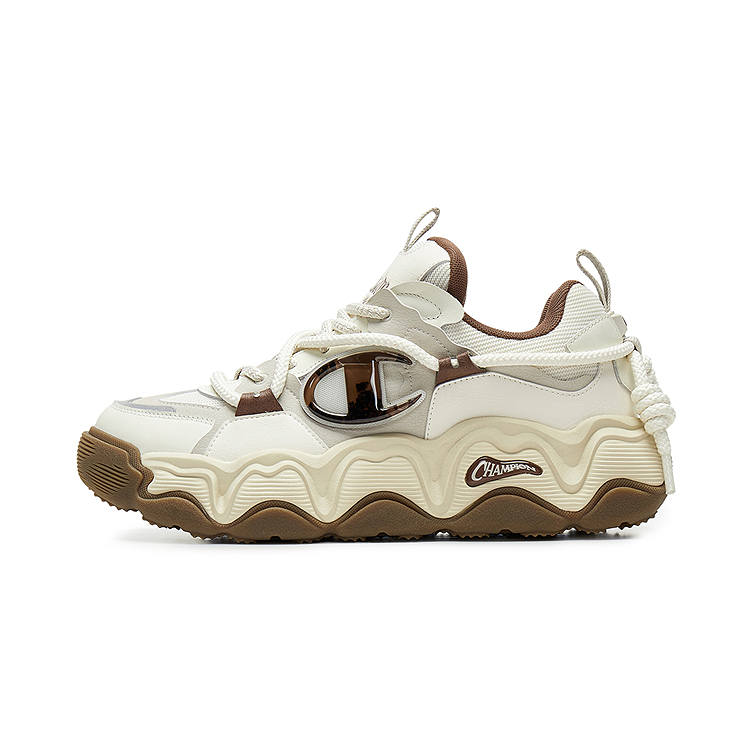 Champion Champ Lava Cake Synthetic Leather Low top Casual Shoes Men's Milk White/Walnut