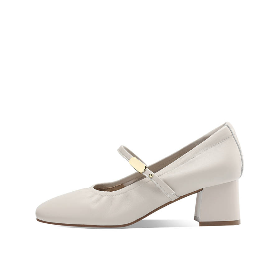 BOERDIQI Sheepskin Chunky Heel Mary Jane Shoes 4.9cm Women's