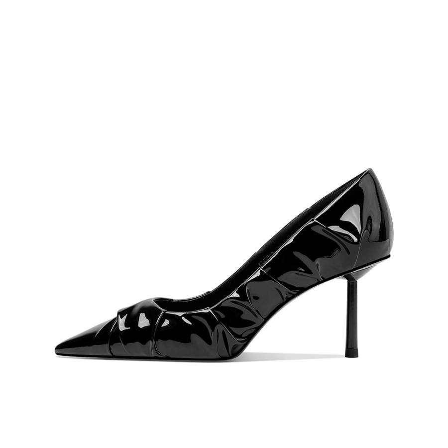 Hoov Top Grain Cow Leather Slim Heel High Heels 7.5cm Women's
