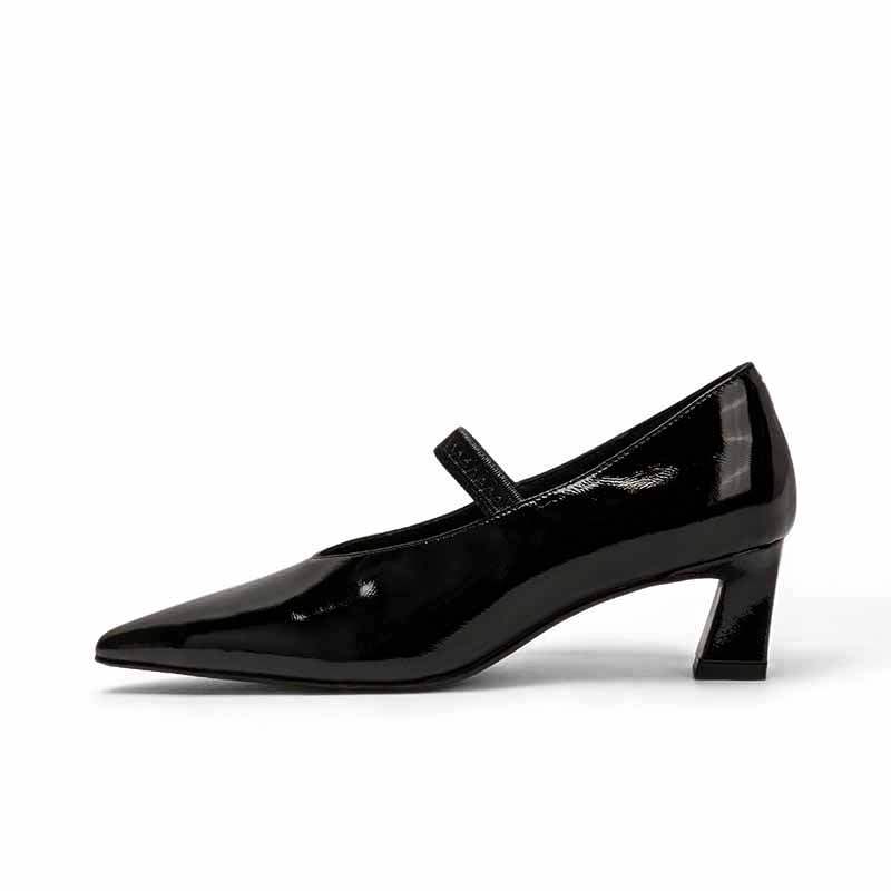SHOEMAKER QUEEN Cow Leather French Vintage Chunky Heel Mary Jane Shoes Women's