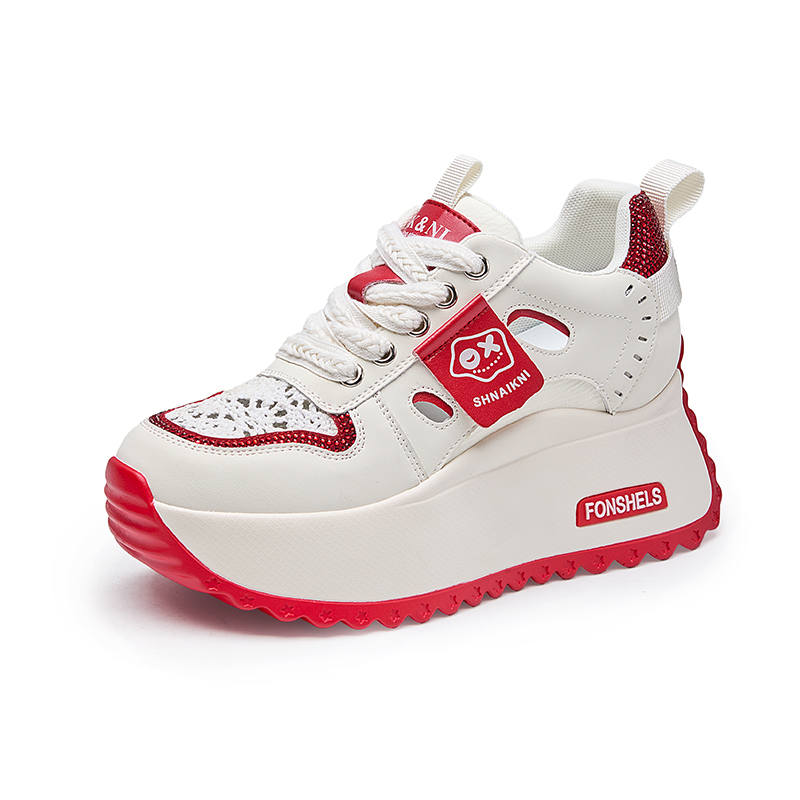 POOQ Cow Split Leather Low top Casual Shoes Women's