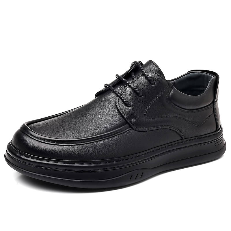 JANECO Top Grain Cow Leather Casual Shoes Men's Black