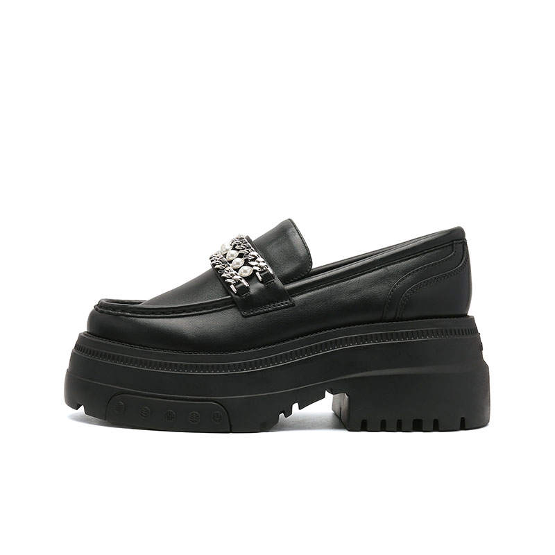 BLOCCO5 Cow Leather Loafers 7cm Women's Black