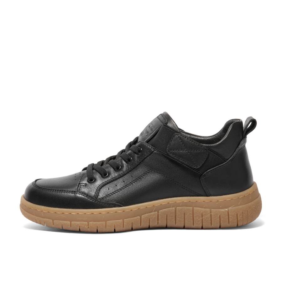BELLE Cow Leather Abrasion Resistant Abrasion Resistant High top Casual Shoes Women's Black, Ecru